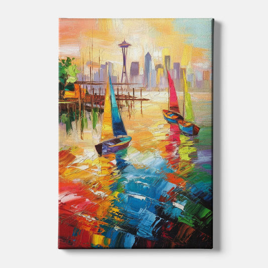 Seattle Waterfront Boats - Canvas Wall Art