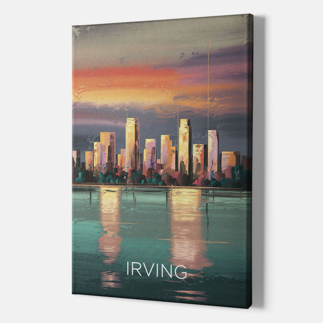 Irving Skyline Reflection - Canvas Wall Art Indoor