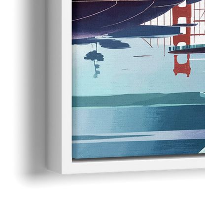San Francisco Golden Gate Reflection - Close-Up White Frame Canvas