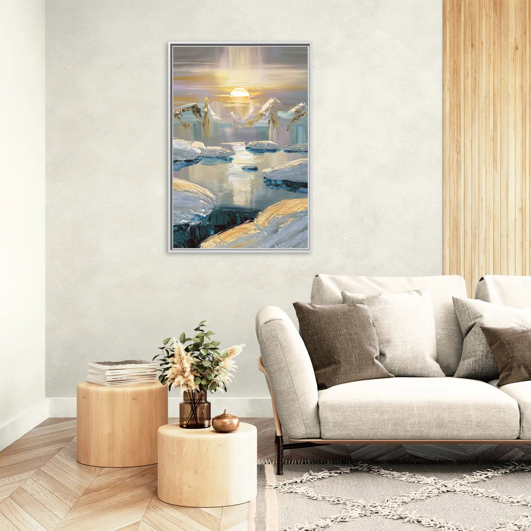 Anchorage Midnight Sun - Living Room White Frame Canvas