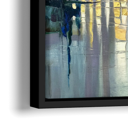 Portland Waterfront Reflection - Close-Up Black Frame Canvas