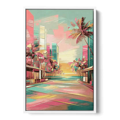 Miami Beach Vibes - White Frame Canvas