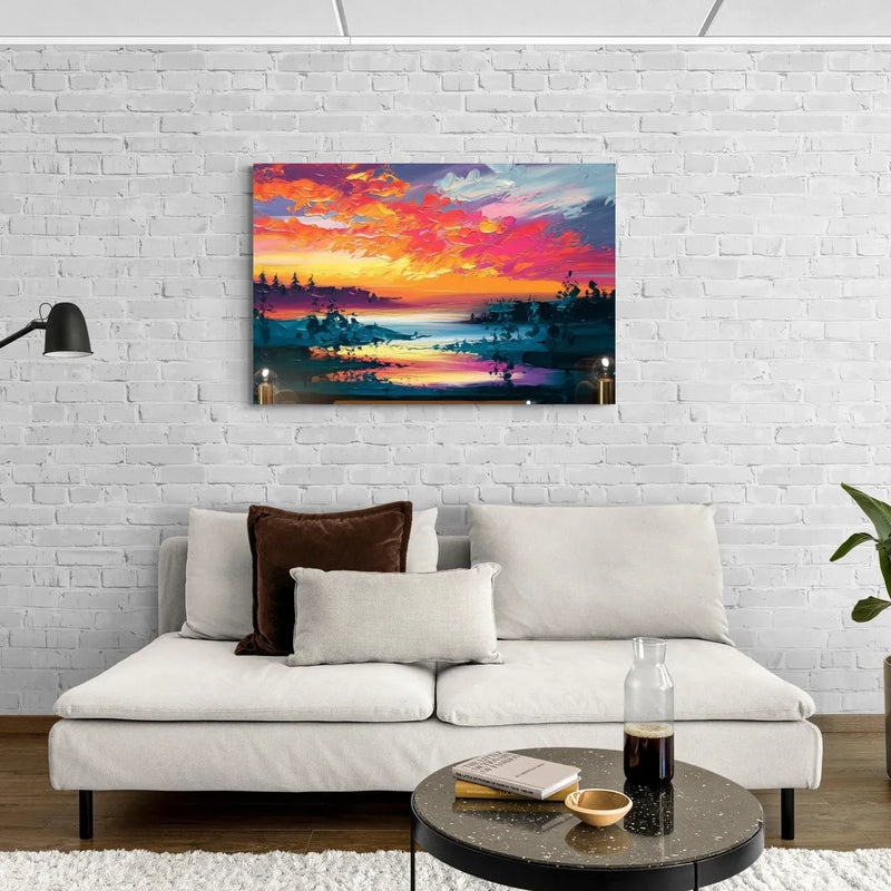 Mckinney Vibrant Sunset - Canvas Wall Art Living Room