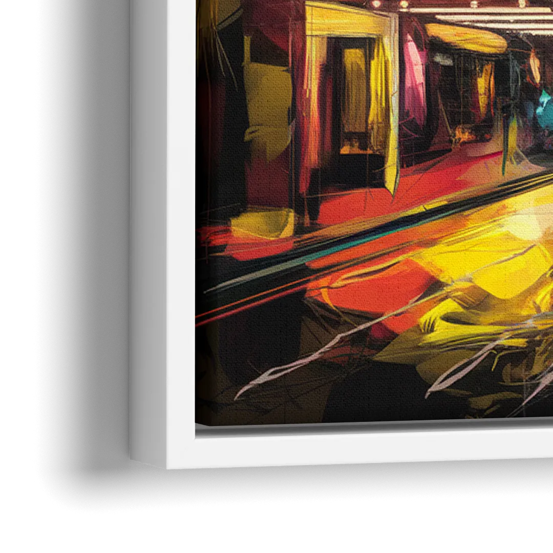 New York City Broadway Lights - Close-Up White Frame Canvas