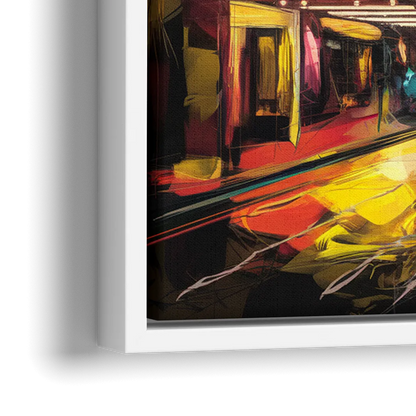 New York City Broadway Lights - Close-Up White Frame Canvas