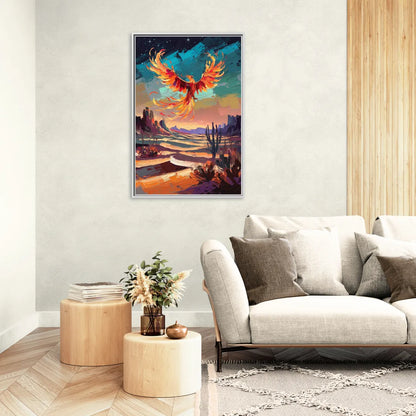 Phoenix Rising Desert Colors - Living Room White Frame Canvas