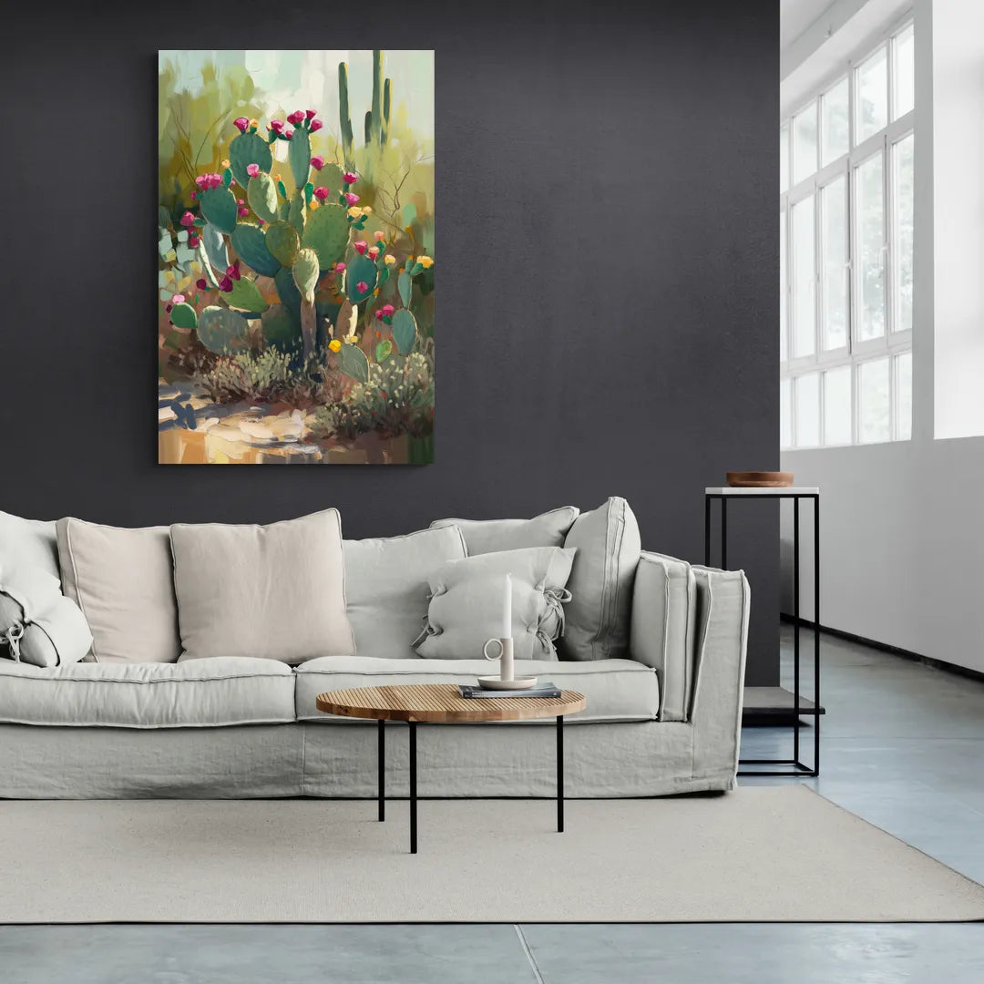 Scottsdale Cactus Bloom - Canvas Wall Art Living Room