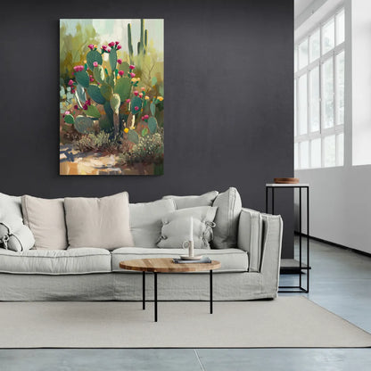 Scottsdale Cactus Bloom - Canvas Wall Art Living Room