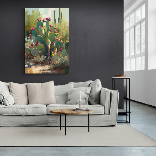 Scottsdale Cactus Bloom - Canvas Wall Art Living Room