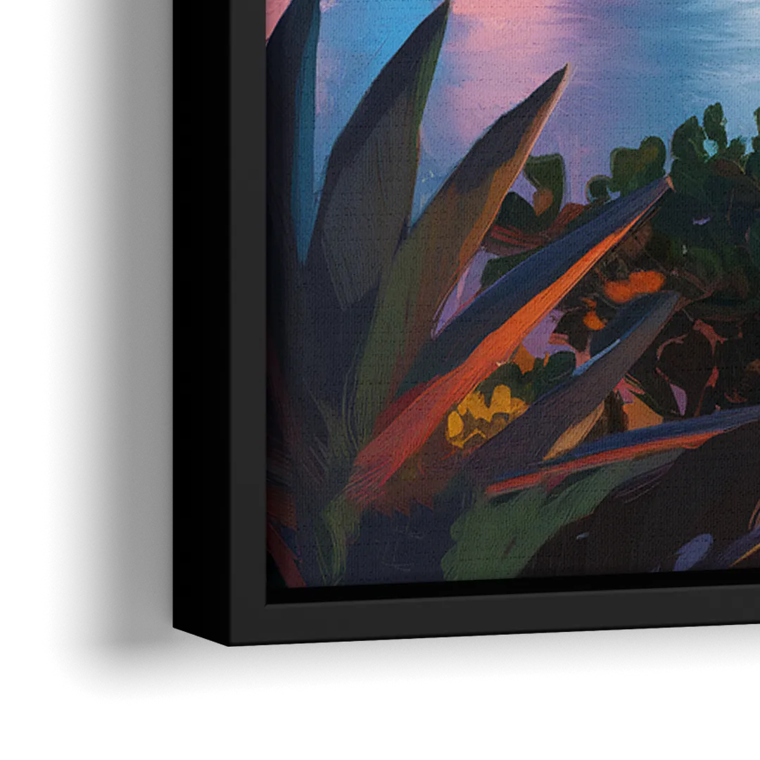 Miami Waterfront Skyline - Close-Up Black Frame Canvas