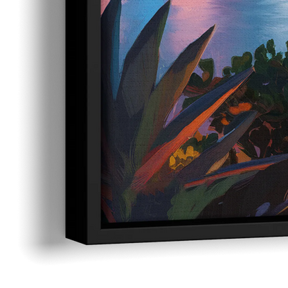 Miami Waterfront Skyline - Close-Up Black Frame Canvas