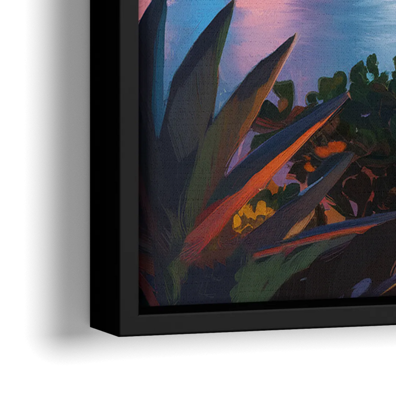 Miami Waterfront Skyline - Close-Up Black Frame Canvas