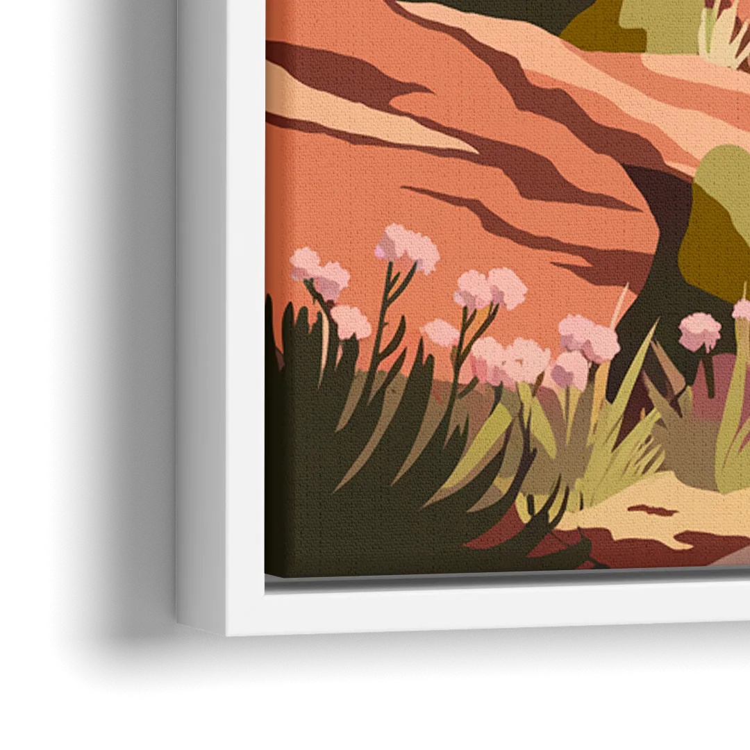 Sedona Canyon Trail Serenity - Close-Up White Frame Canvas