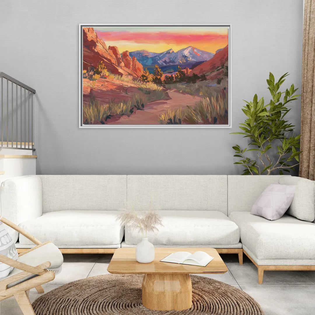 Colorado Springs Scenic Trails - Living Room White Frame Canvas