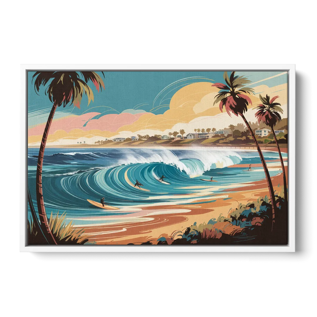 San Diego Surf Culture - White Frame Canvas