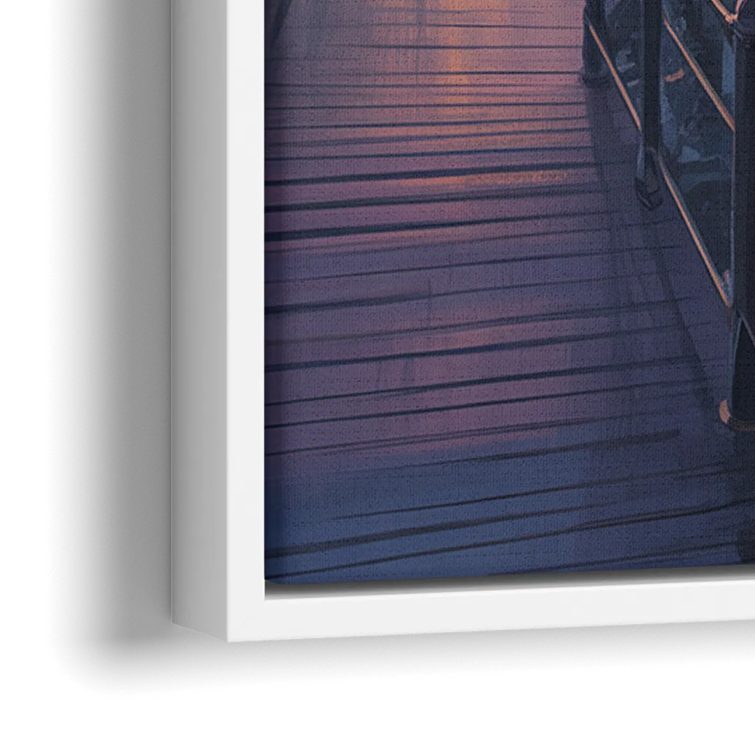 Vancouver Harbor Sunrise - Close-Up White Frame Canvas