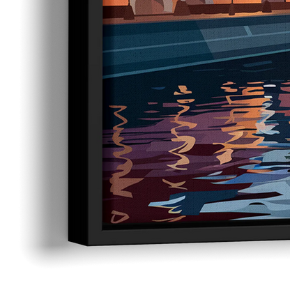 St. Petersburg Waterfront Sunset - Close-Up Black Frame Canvas