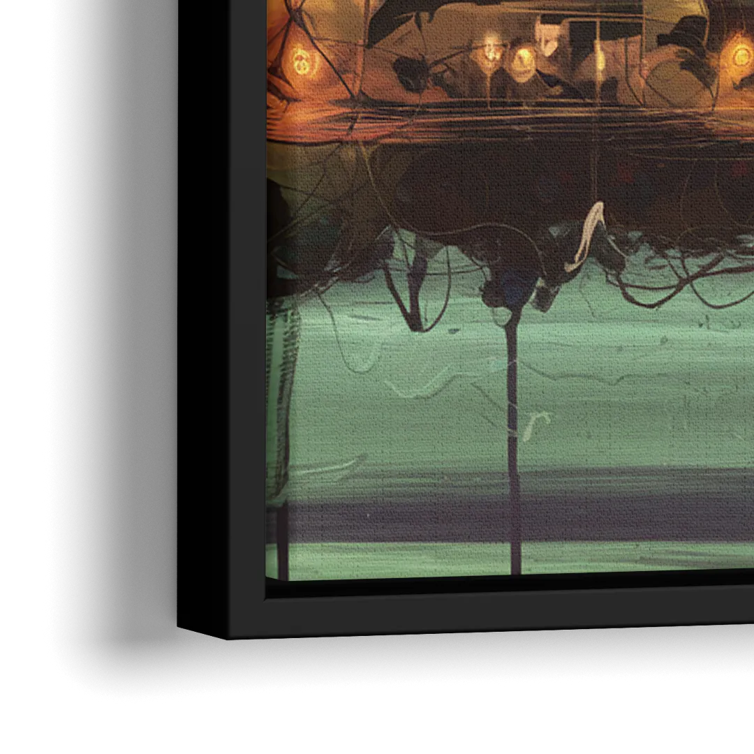 Traverse City Downtown Skyline - Close-Up Black Frame Canvas