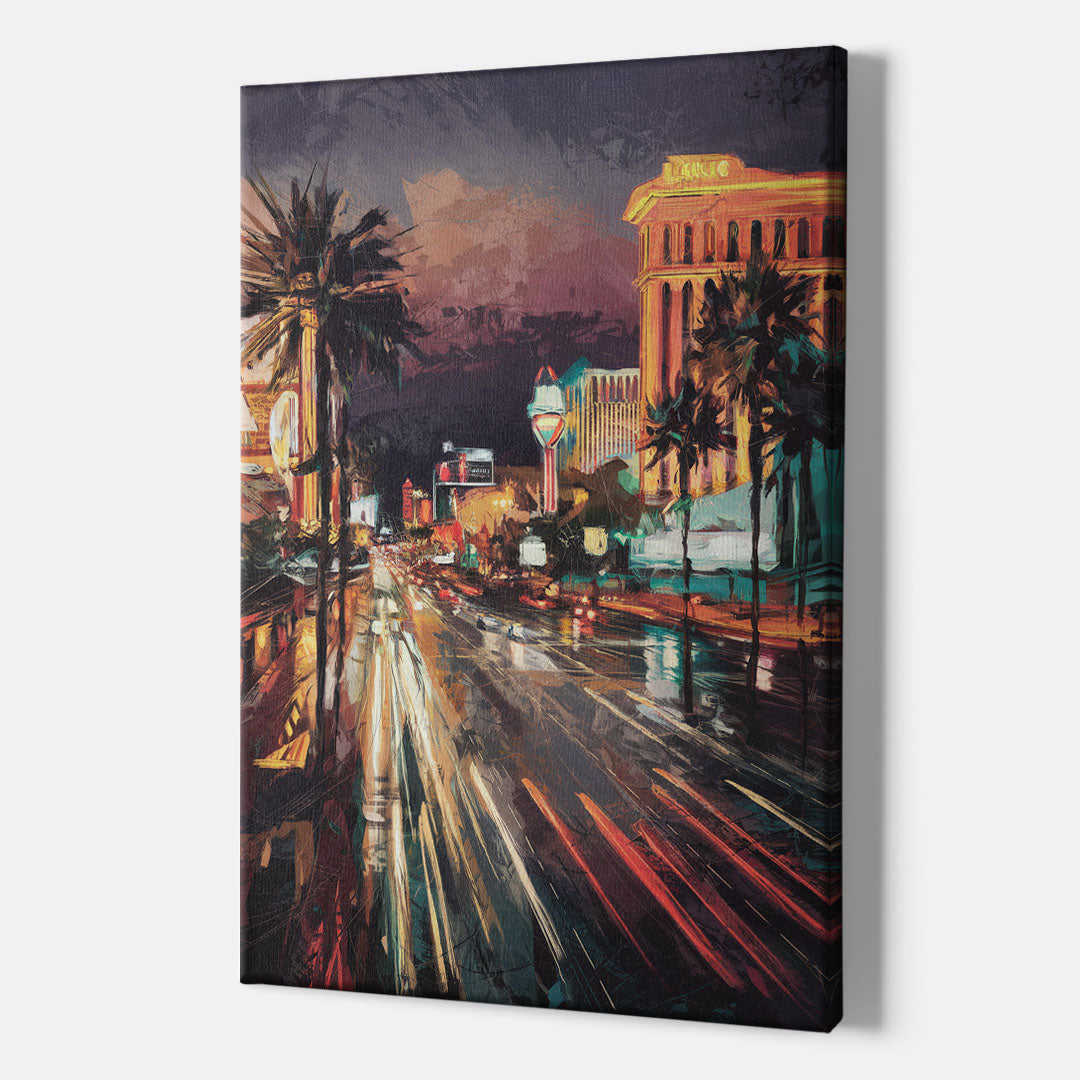 Las Vegas Strip Lights - Canvas Wall Art Indoor