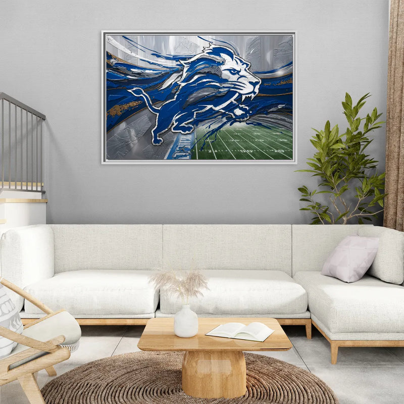 Detroit Lions Football - Living Room White Frame Canvas