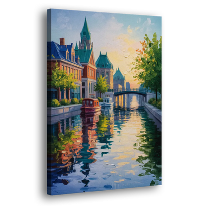 Rideau Canal Reflections - Canvas Print Art Sides