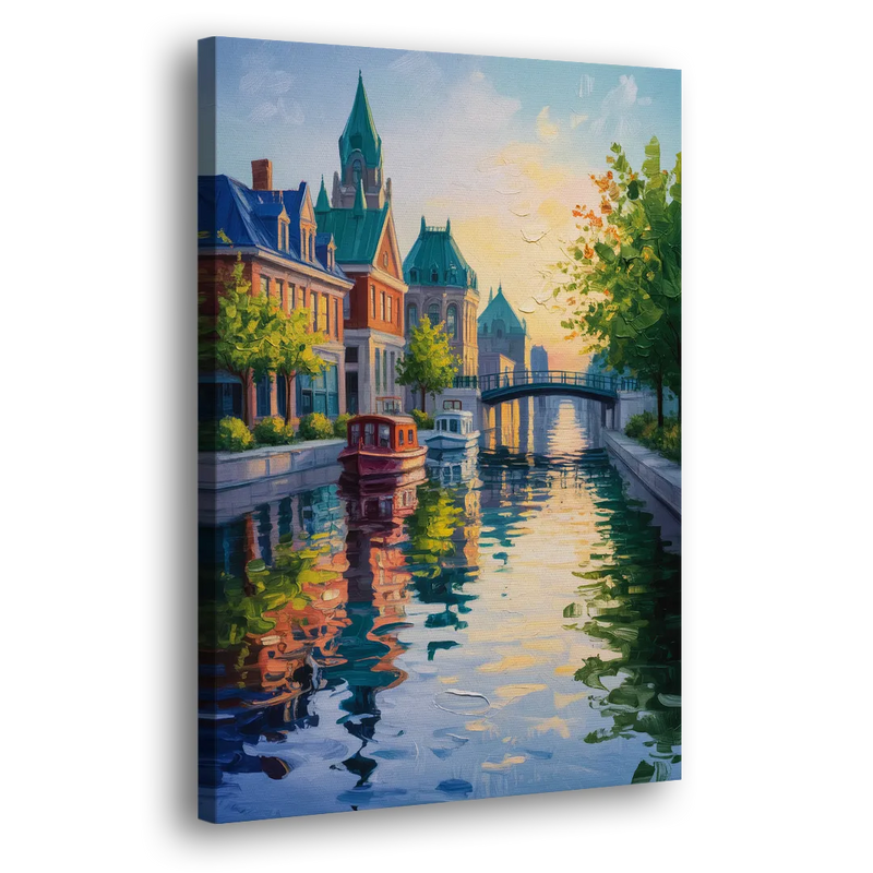 Rideau Canal Reflections - Canvas Print Art Sides