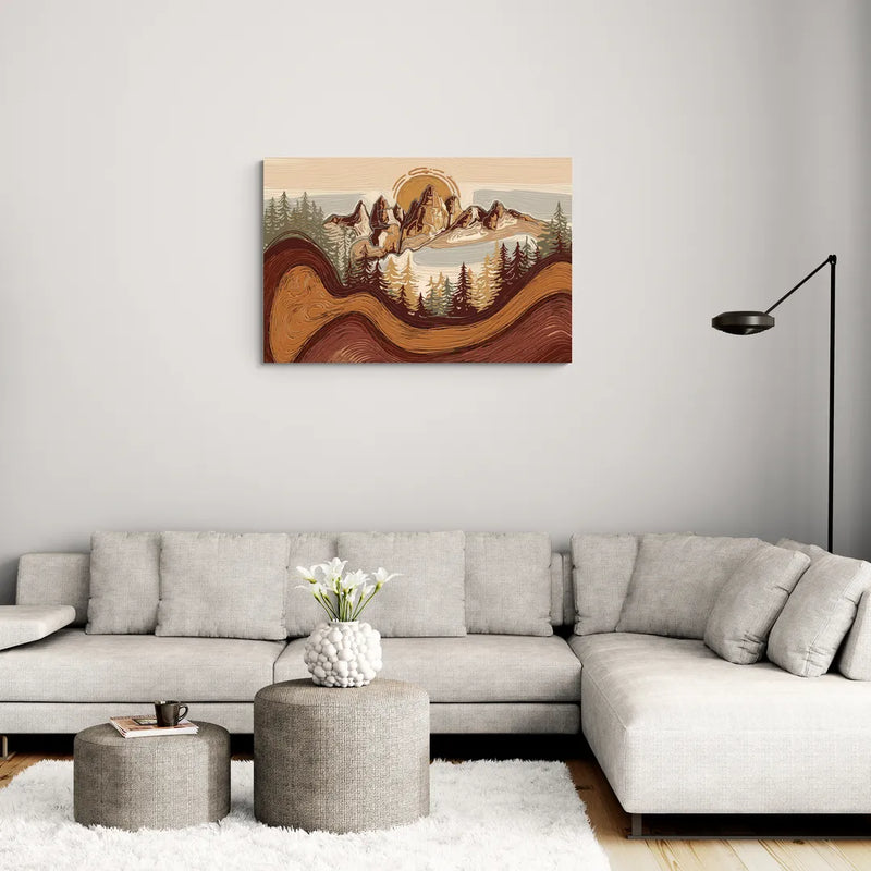 Bisbee Rustic Mountain Scene - Canvas Wall Art Living Room