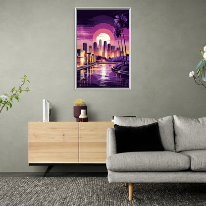 Los Angeles Art District - Living Room White Frame Canvas