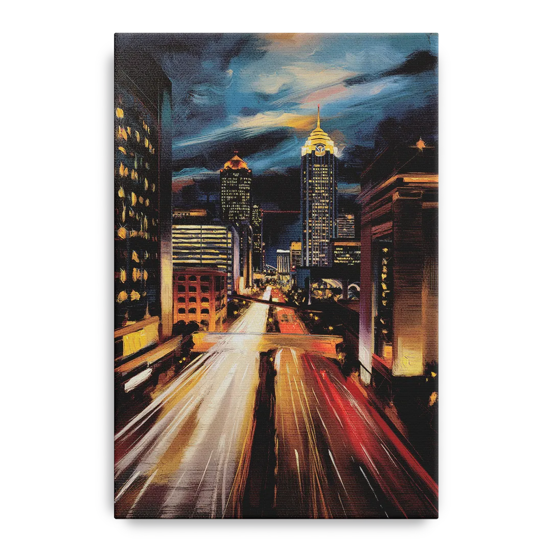 Atlanta Cityscape at Night - Canvas Wall Art