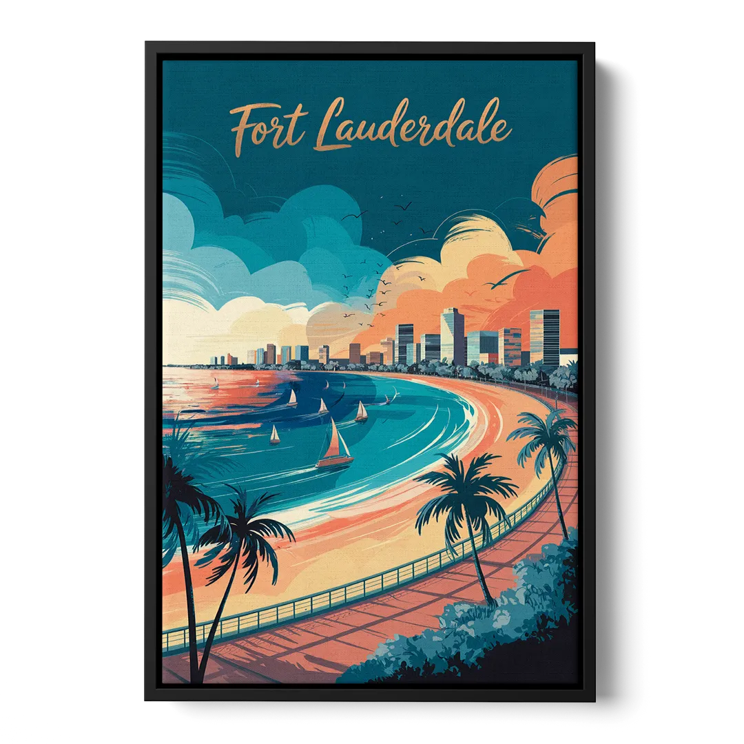 Fort Lauderdale Oceanfront Views - Black Frame Canvas