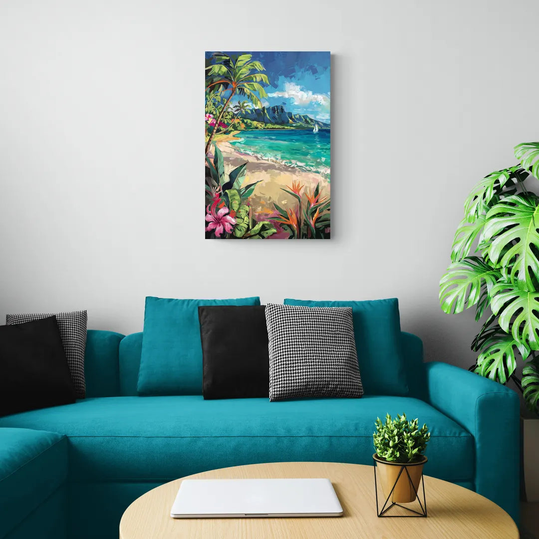 Honolulu Tropical Paradise - Canvas Wall Art Living Room