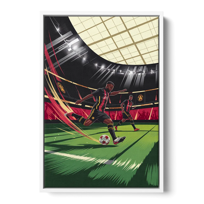 Atlanta United Soccer Action - White Frame Canvas