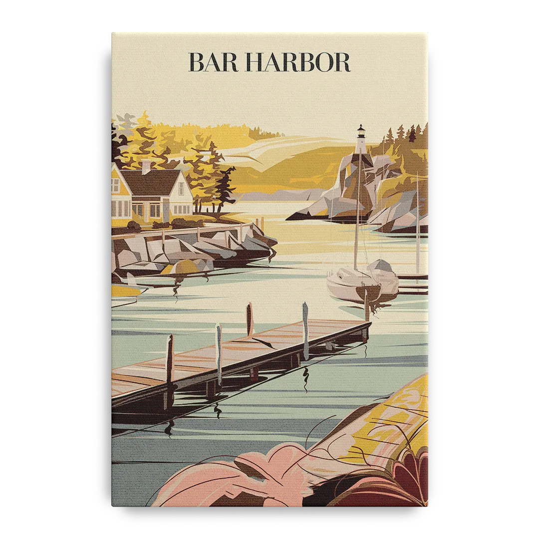 Bar Harbor New England Charm - Canvas Wall Art