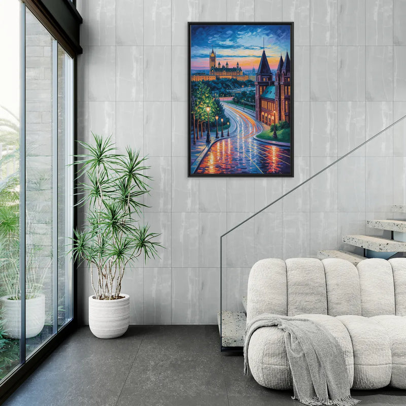Parliament Hill Twilight - Living Room Black Frame Canvas