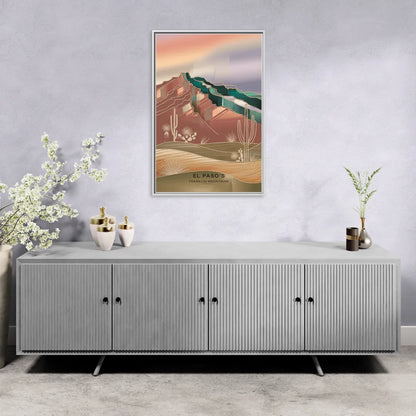 El Paso Franklin Mountains - Living Room White Frame Canvas