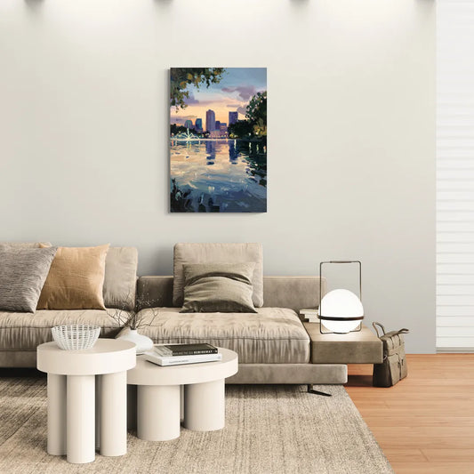 Orlando Lake Eola Reflection - Canvas Wall Art Living Room