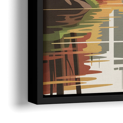 Montreal Autumn Foliage - Close-Up Black Frame Canvas