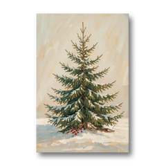 3 Piece Christmas Canvas of a Snowy Young Fir - Canvas Wall Art - Front