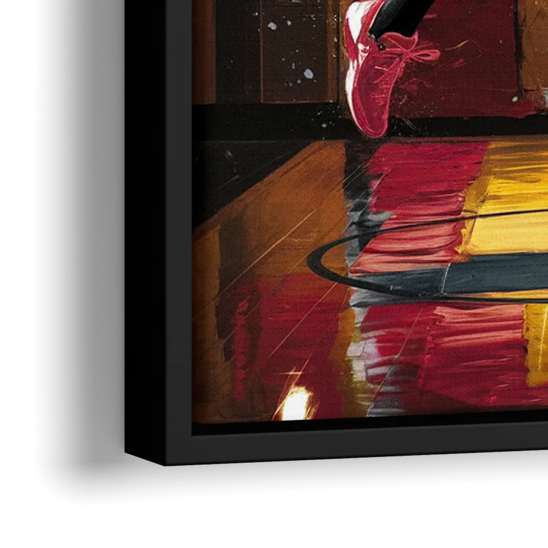 Miami Heat Court Action - Close-Up Black Frame Canvas