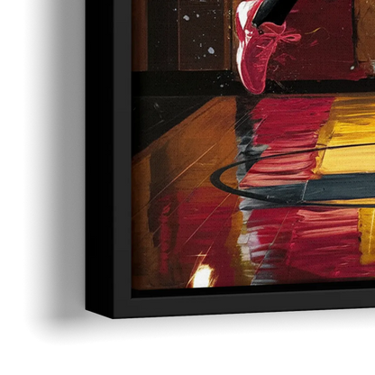 Miami Heat Court Action - Close-Up Black Frame Canvas