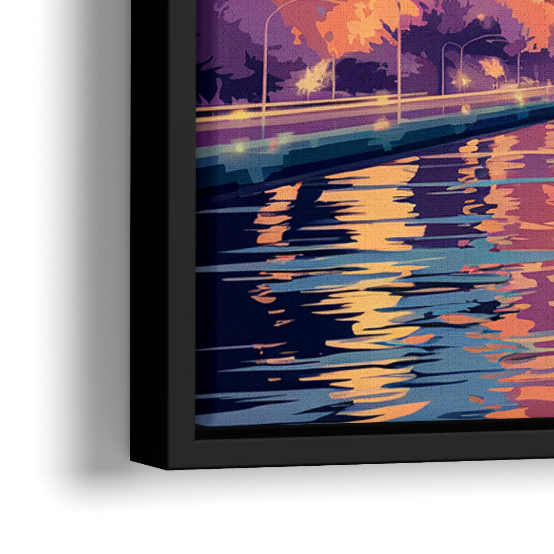 Tampa Bay Skyline Panorama - Close-Up Black Frame Canvas