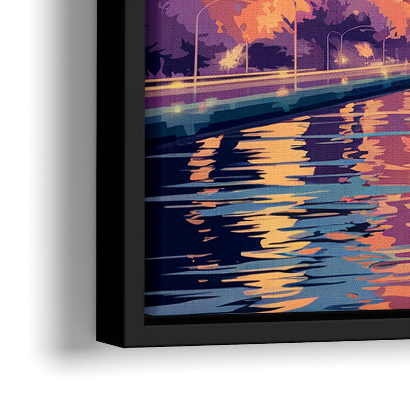 Tampa Bay Skyline Panorama - Close-Up Black Frame Canvas