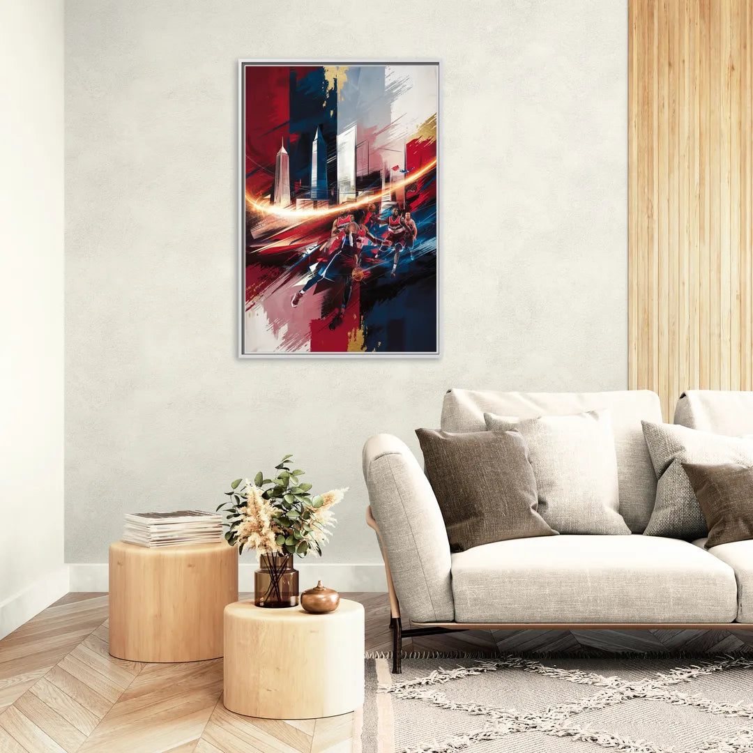 Washington Wizards Basketball - Living Room White Frame Canvas