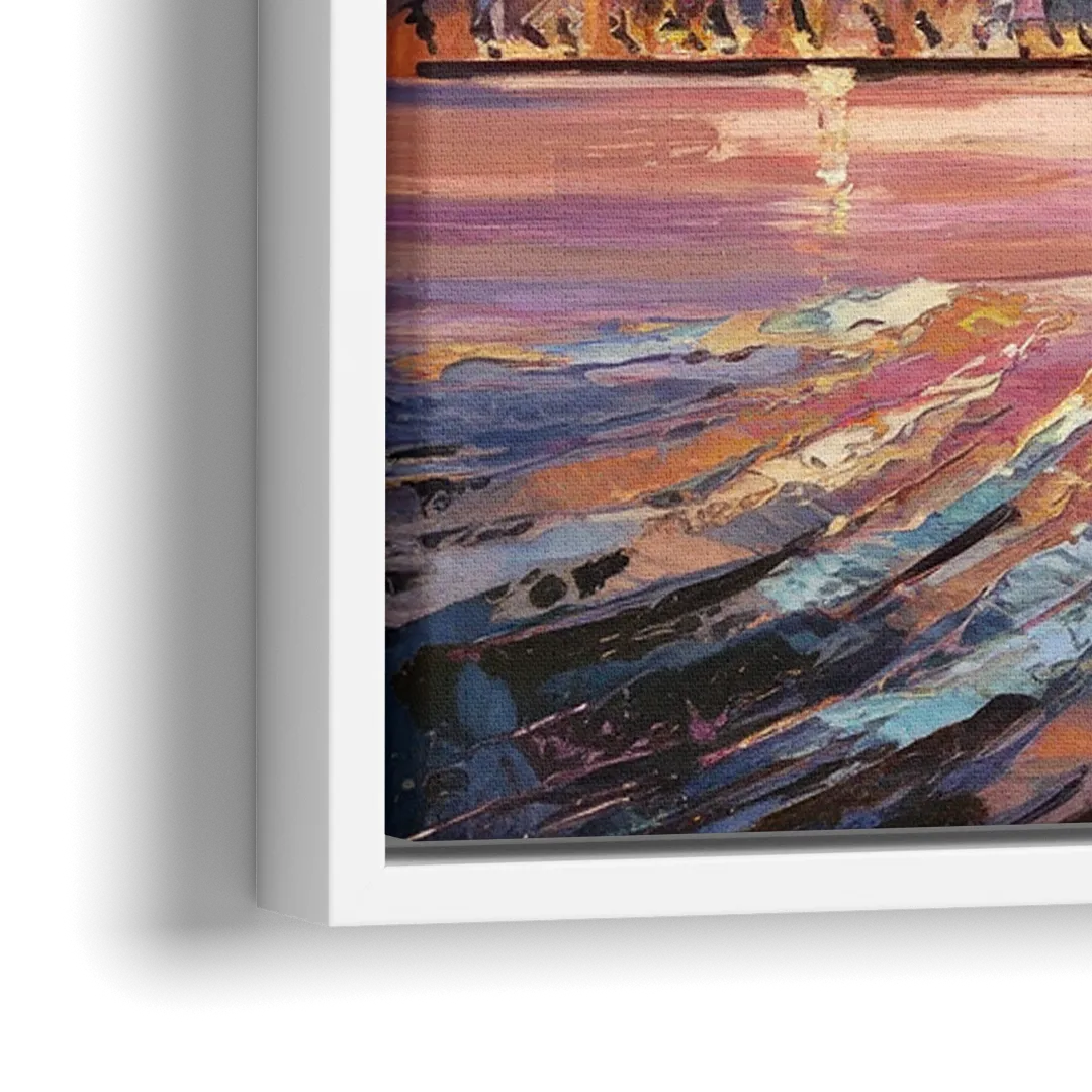 San Francisco Cityscape At Dawn - Close-Up White Frame Canvas
