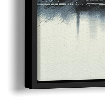 Boston Skyline In Fog - Close-Up Black Frame Canvas