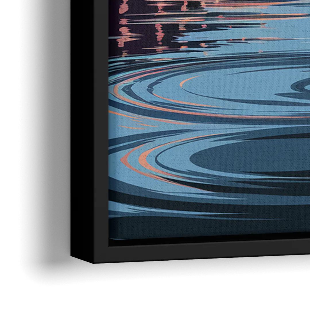 St. Petersburg Skyline Reflection - Close-Up Black Frame Canvas