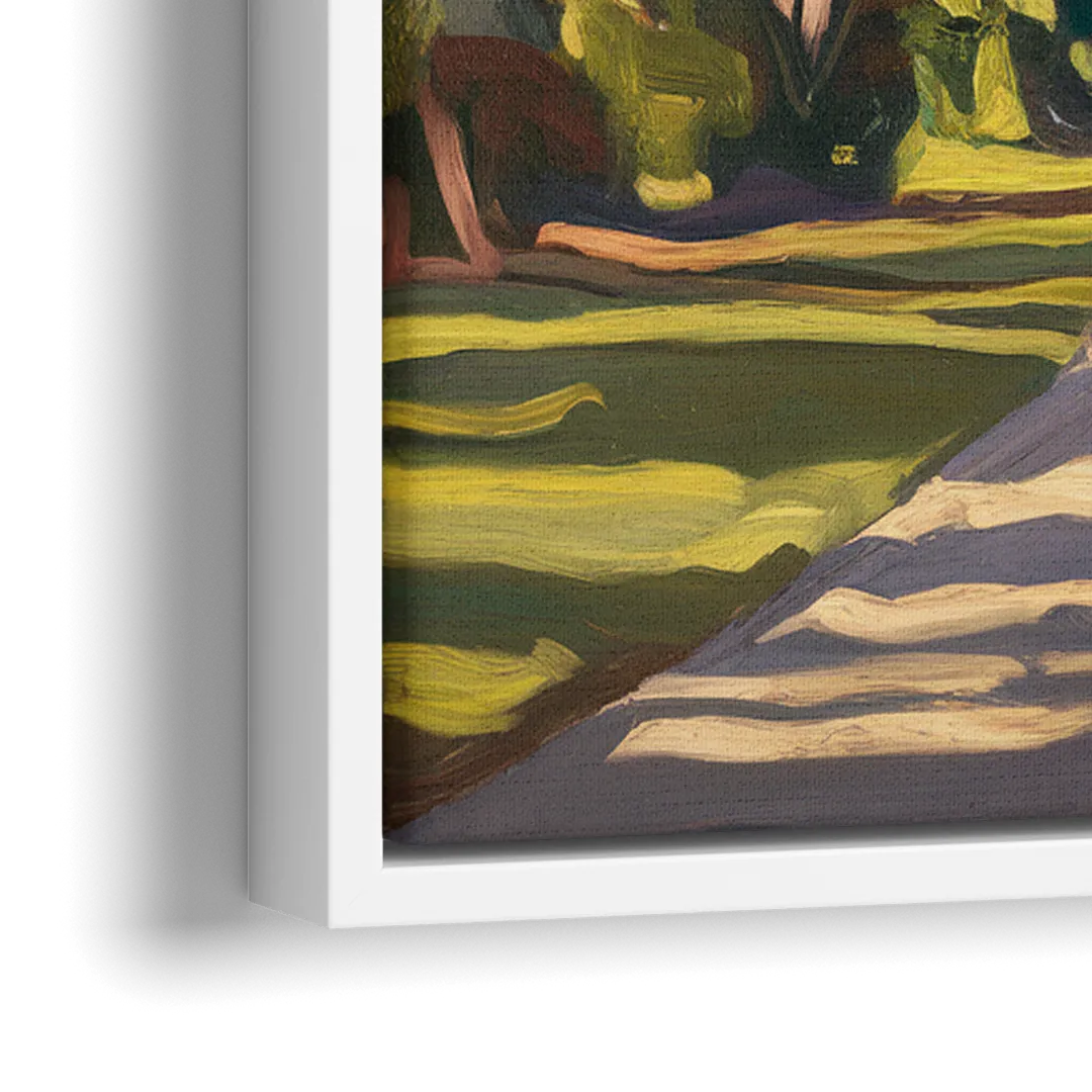 Savannah Oak Trees and Moss - Close-Up White Frame Canvas