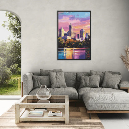 Austin East Side Murals - Living Room Black Frame Canvas