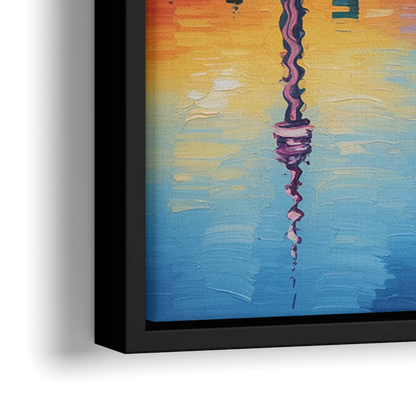 Toronto Downtown Nightscape - Close-Up Black Frame Canvas