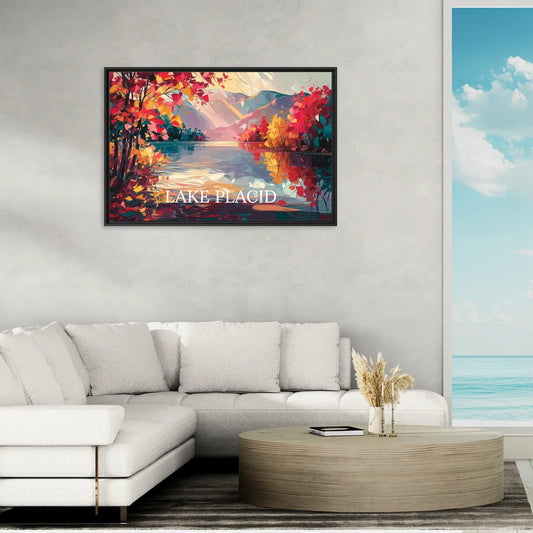 Lake Placid Autumn Splendor - Living Room Black Frame Canvas